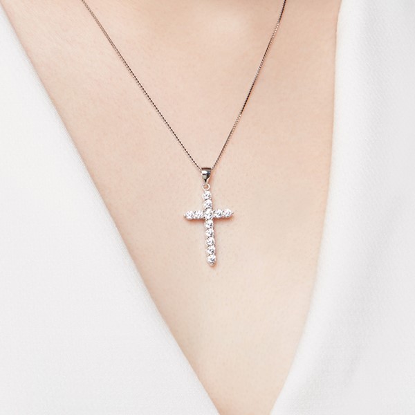 祈望十字架滿鑽 純銀 女款項鍊飾品