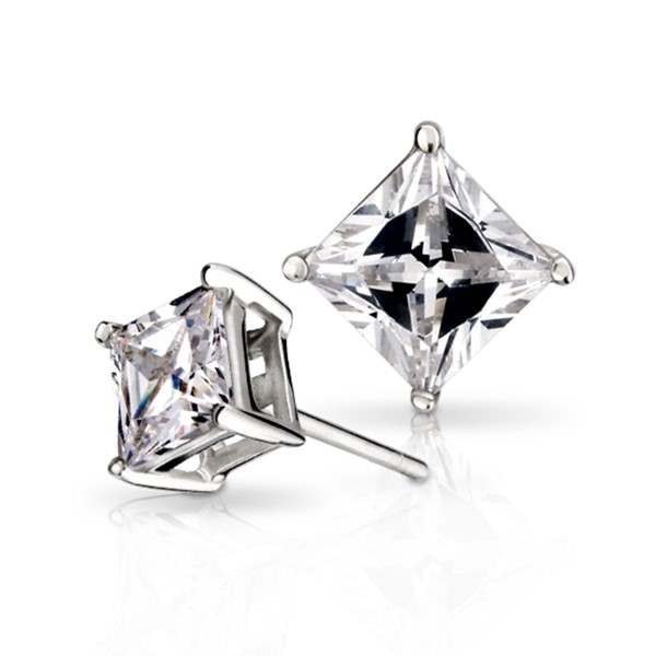方晶鋯石一對販售 純銀 男/女款耳環飾品
