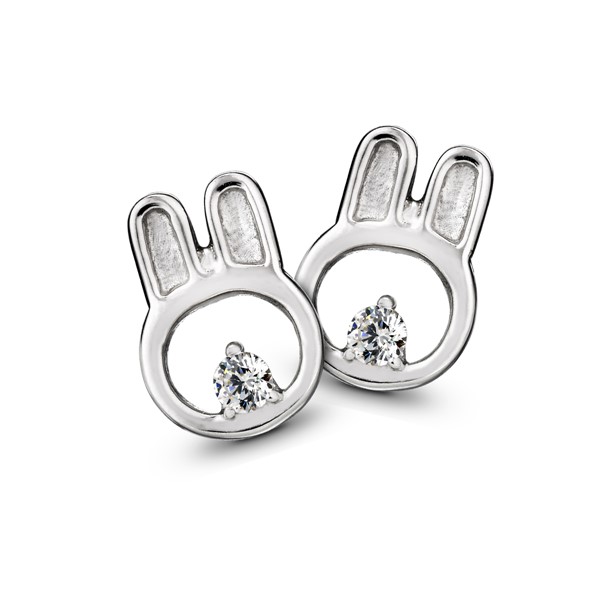 可愛比菲兔動物姊妹 純銀 女款耳環飾品