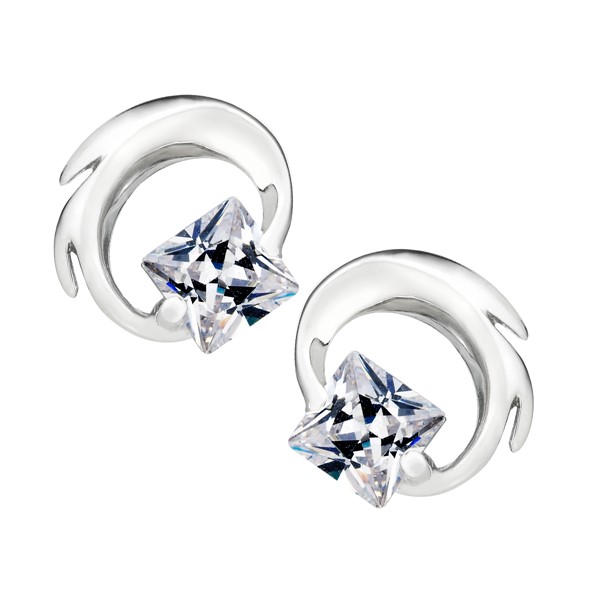 炫風個性方鋯 純銀 女款耳環飾品