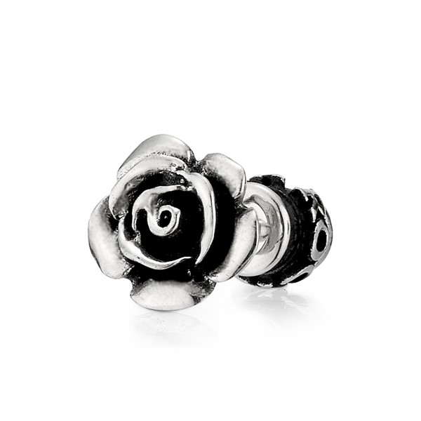 玫瑰造型單隻販售 純銀 男款耳環飾品