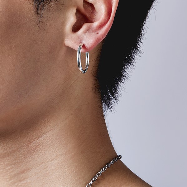 圓圈簡約 | 2.5cm/一對販售 純銀 男/女款耳環飾品