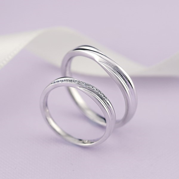 幸福交織 鉑金(白金)鑽石結婚對戒