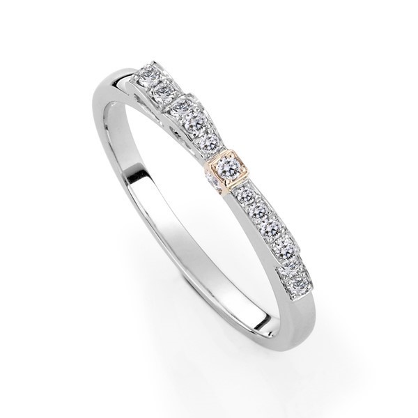 璀璨之星(蝴蝶結款) 雙色鉑金(白金)鑽石結婚對戒