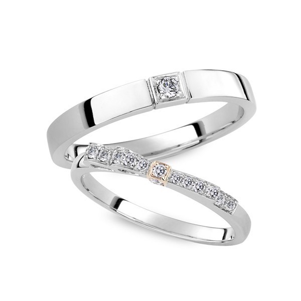 璀璨之星(蝴蝶結款) 雙色鉑金(白金)鑽石結婚對戒