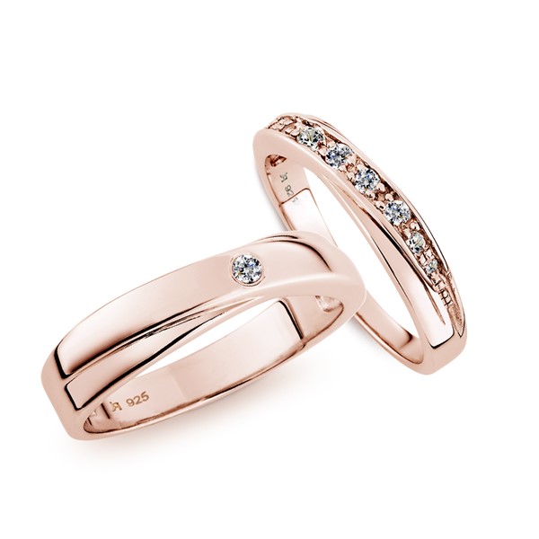 美好時光流線感 黃金(14K金)鑽石結婚對戒