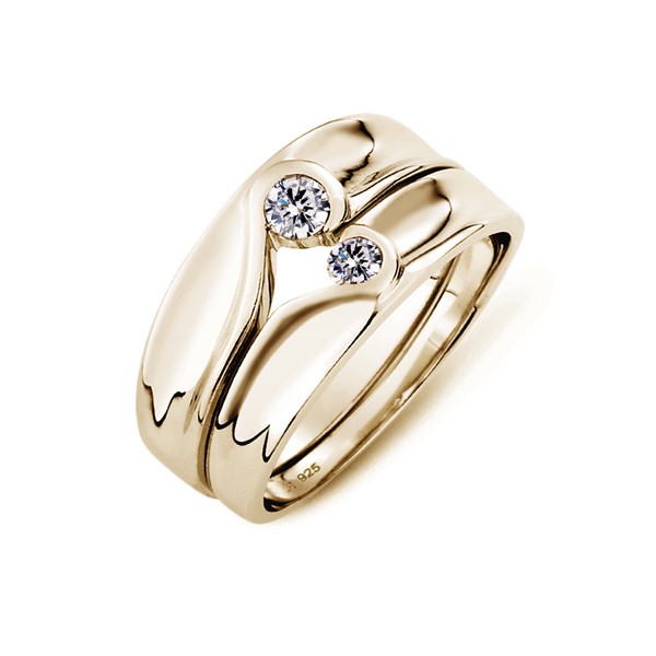 我們的愛心型 黃金(14K金)鑽石結婚對戒