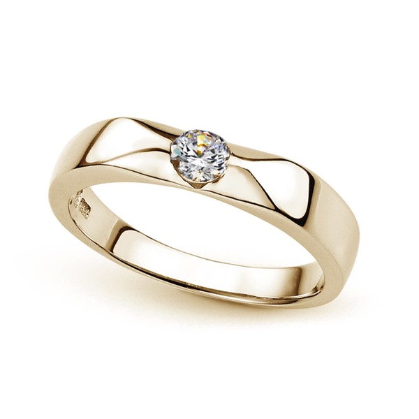 典雅單鑽切面 黃金(14K金)鑽石結婚對戒
