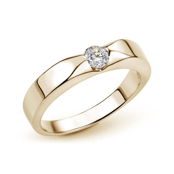 典雅單鑽切面 黃金(14K金)鑽石結婚對戒
