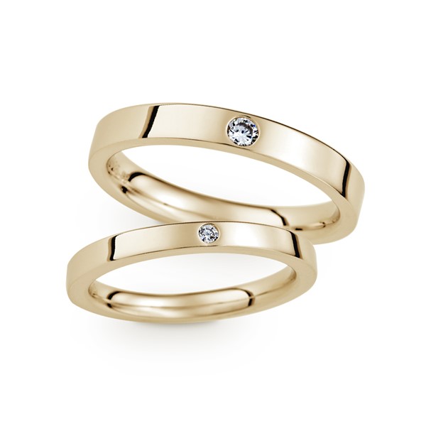雋永經典鑲鑽刻字推薦款 黃金(14K金)鑽石結婚對戒