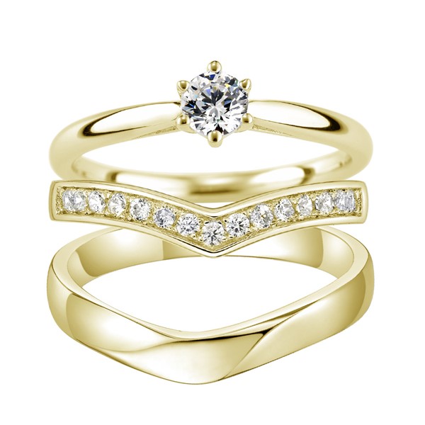 最美的時刻 黃金(14K金)鑽石結婚套戒(三件組)