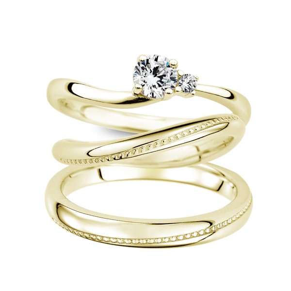愛的約定 黃金(14K金)鑽石結婚套戒(三件組)