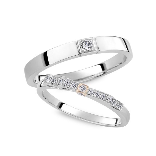 璀璨之星 玫瑰金(18K金)鑽石結婚對戒