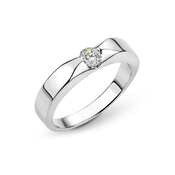 典雅單鑽切面 玫瑰金(18K金)鑽石結婚對戒