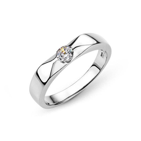 典雅單鑽切面 玫瑰金(18K金)鑽石結婚對戒