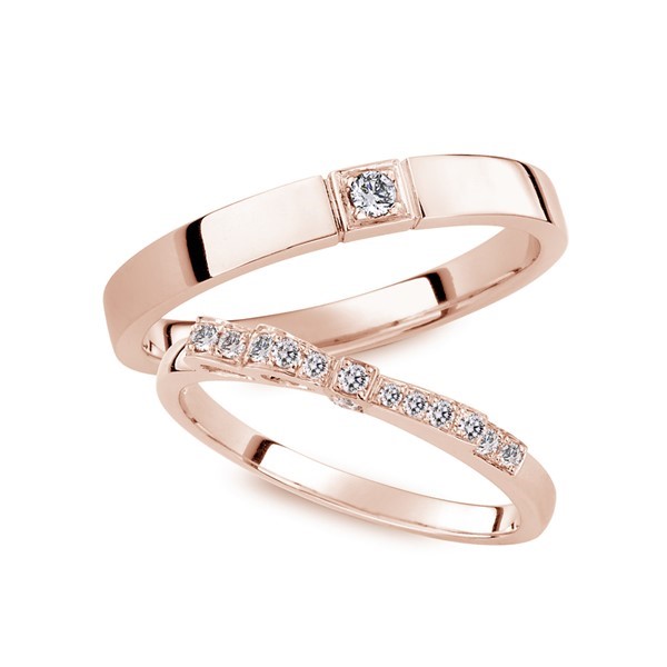 璀璨之星 玫瑰金(18K金)鑽石結婚對戒