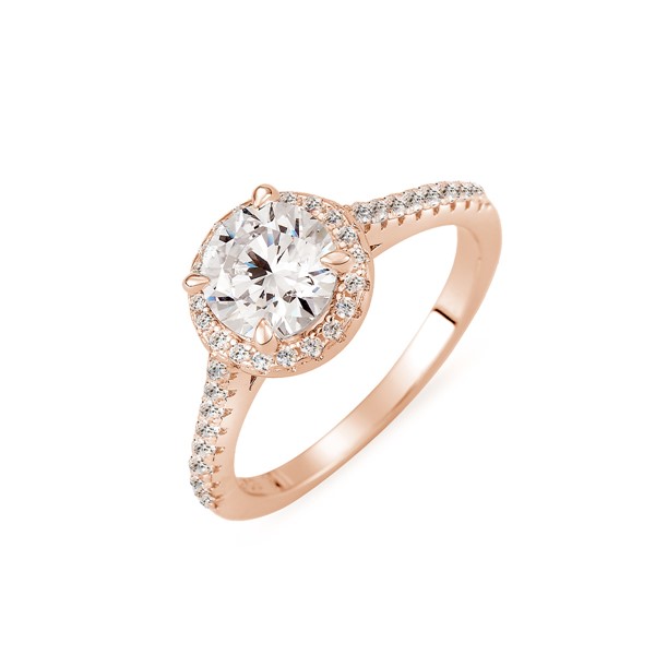 極光環繞 玫瑰金(18K金)1克拉 求婚訂婚鑽戒