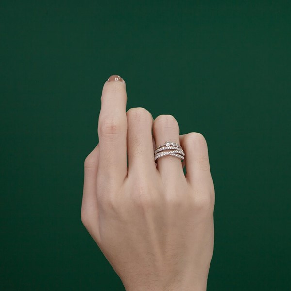 愛情漫步組合戒 純銀 女款戒指飾品