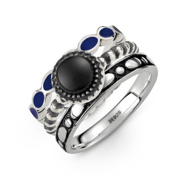 魔幻風範硫化染黑組合戒 純銀 女款戒指飾品