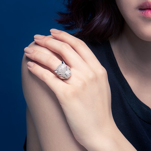 屬於豹的高傲璀鑽系列 925純銀 女款戒指飾品