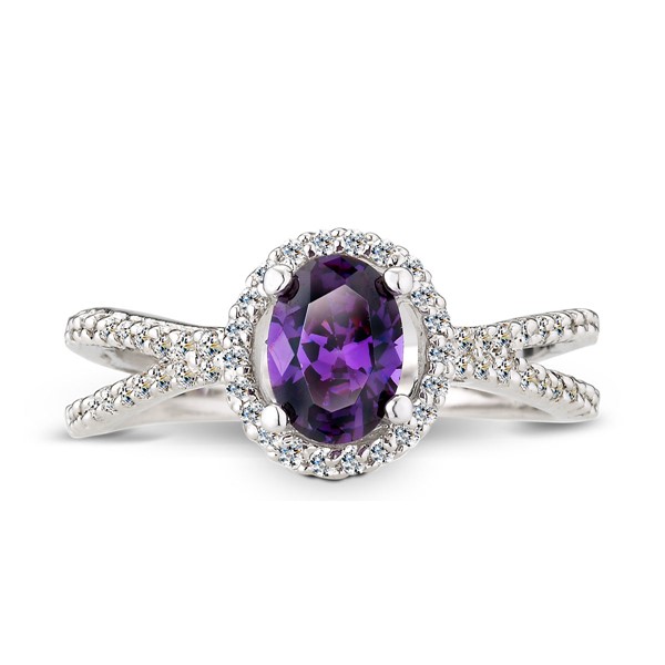 7mm紫鑽奢華精選 純銀 女款戒指飾品