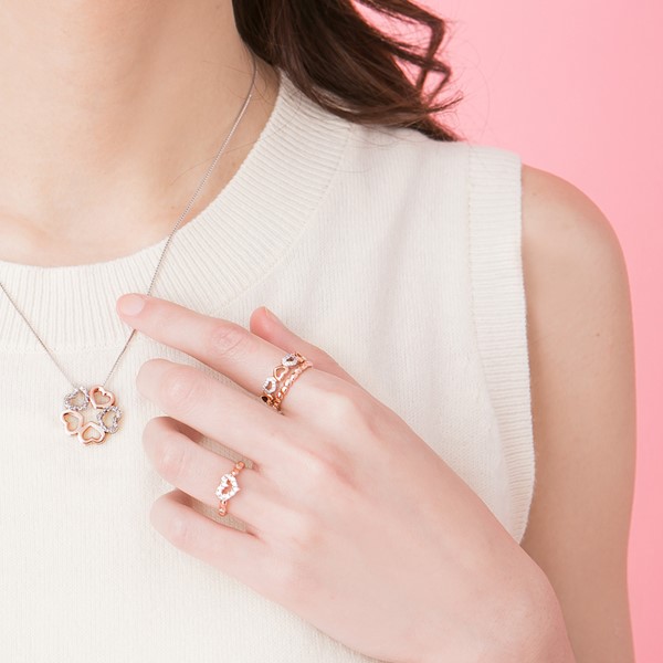 愛的心心相連 925純銀 女款戒指飾品