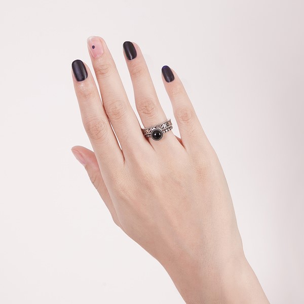 紋路染黑 純銀 女款戒指飾品