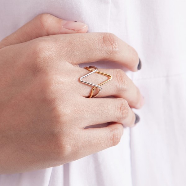 歐美幾何三角簡約 純銀 女款戒指飾品 好幸運尾戒