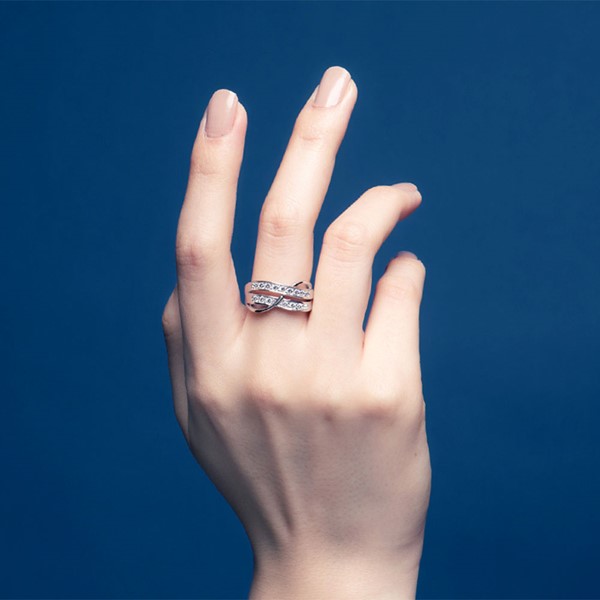 閃耀交錯璀鑽系列 純銀 女款戒指飾品