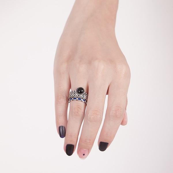 黑硫個性 純銀 女款戒指飾品