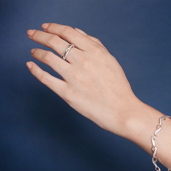 氣質流線雙鑽奢華 純銀 女款戒指飾品