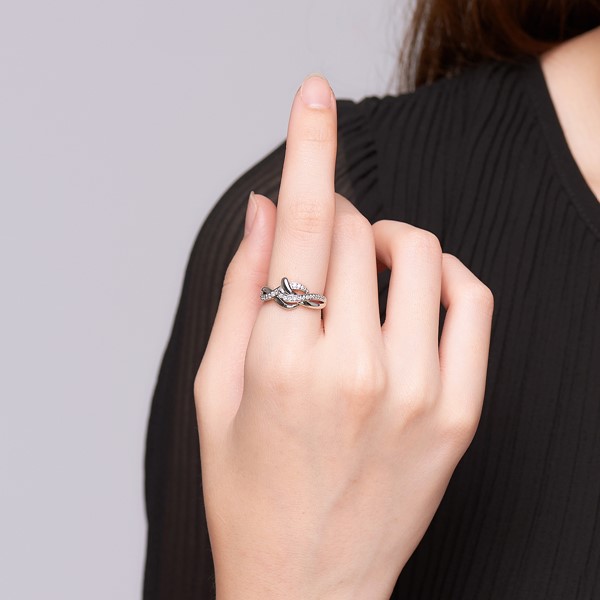 氣質交錯流線奢華 925純銀 女款戒指飾品