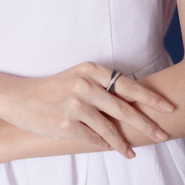 氣質雙色璀鑽系列 925純銀 女款戒指飾品