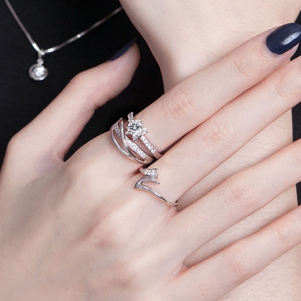 曲線設計 925純銀 女款戒指飾品