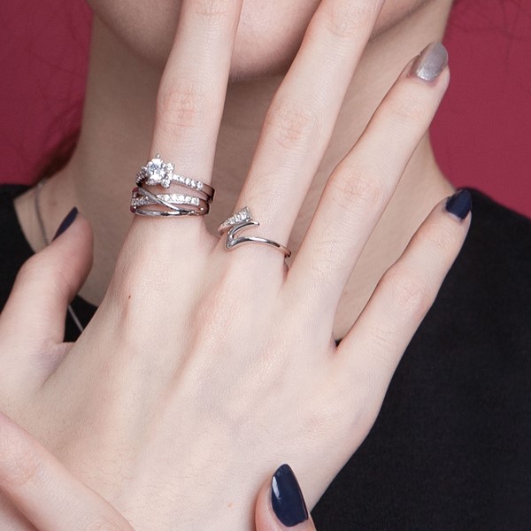 曲線設計 純銀 女款戒指飾品