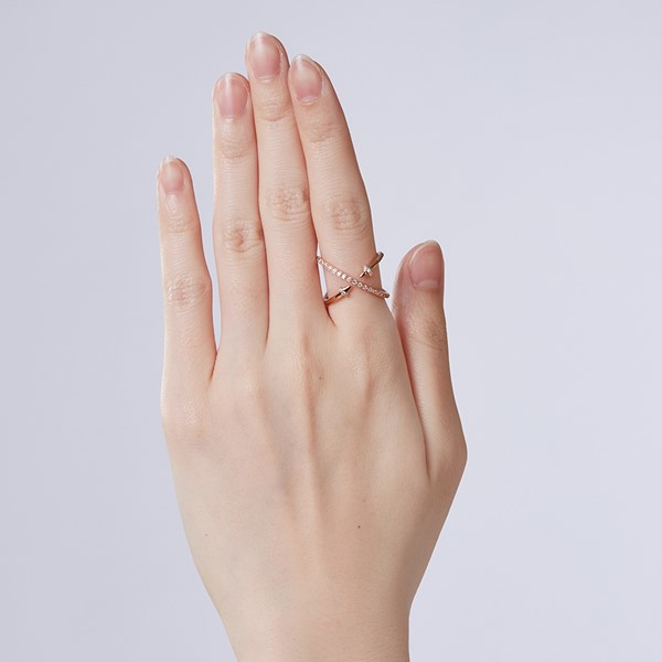 率性雙箭頭排鑽交叉 925純銀 女款戒指飾品