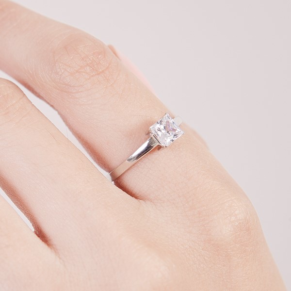 愛的蜜方經典方型 925純銀 女款戒指飾品