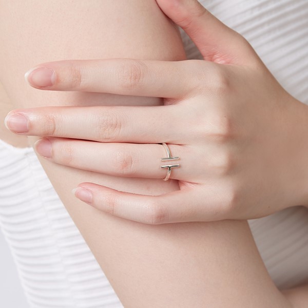 姊妹款平行線型簡約 925純銀 女款戒指飾品