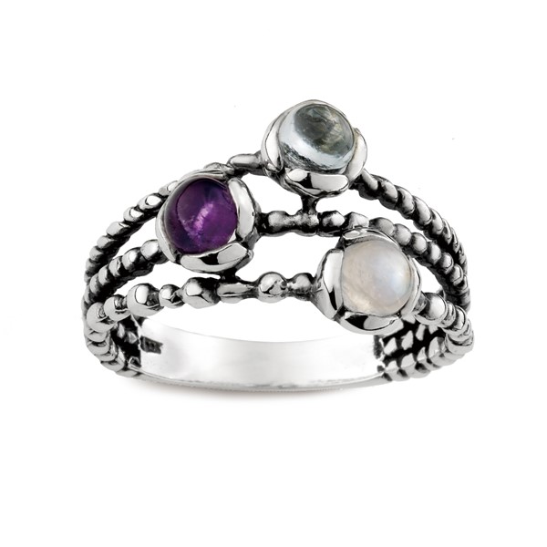 天然石精靈個性麻繩 純銀 女款戒指飾品