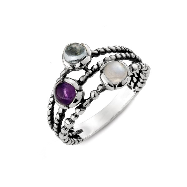 天然石精靈個性麻繩 純銀 女款戒指飾品