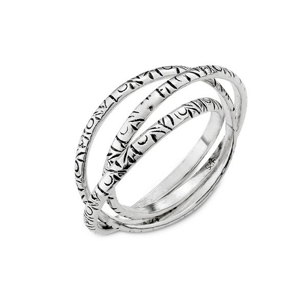 率性圖騰三環 925純銀 女款戒指飾品