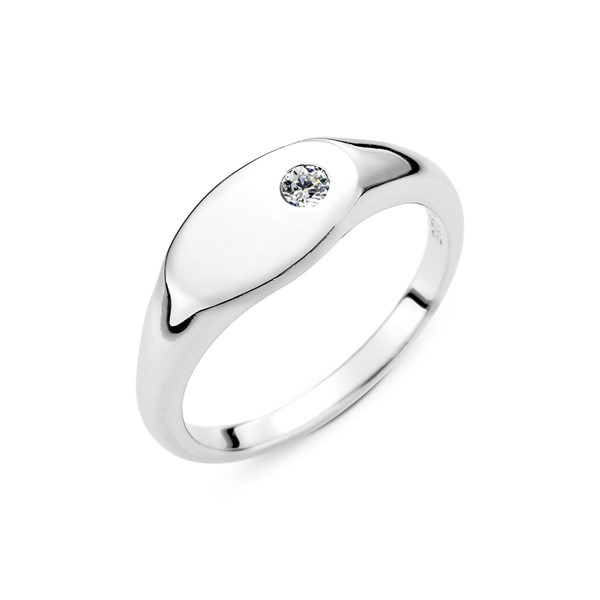 幾何圓素面刻字 純銀鋯石/寶石款 女款戒指飾品