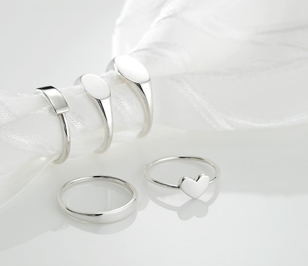 幾何方窄版素面刻字 純銀鋯石/寶石款 女款戒指飾品
