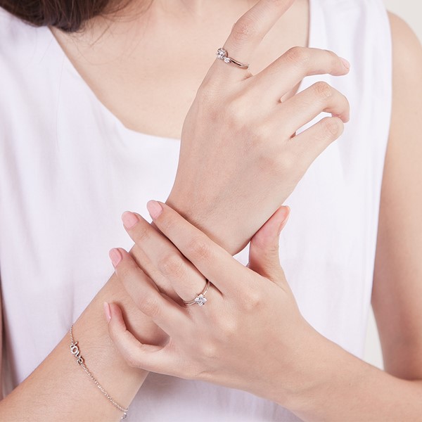 迷幻方型鋯鑽簡約戒指 純銀 女款戒指飾品
