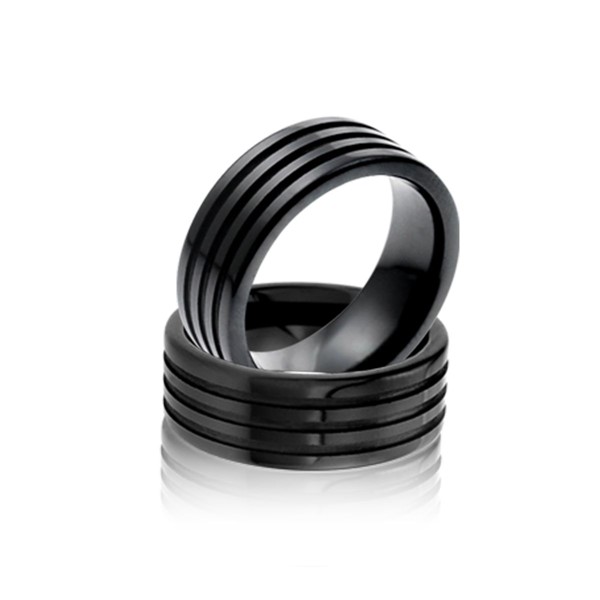 經典黑色條紋寬版  陶瓷 男款戒指