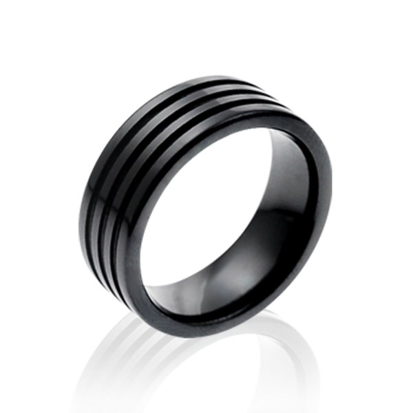 經典黑色條紋寬版  陶瓷 男款戒指