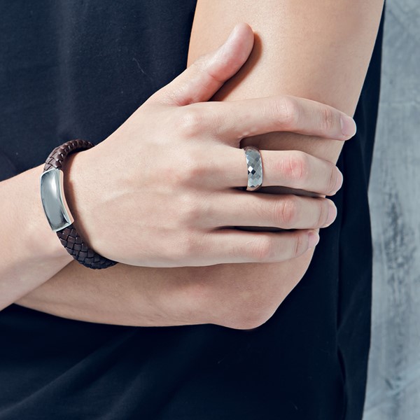 閃耀堅硬龜面切工 鎢鋼 男款戒指