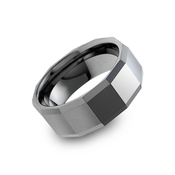 方格切面 鎢鋼 男款戒指