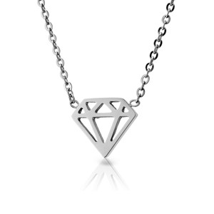 簡約鑽石造型項鍊 西德鋼 女款項鍊飾品