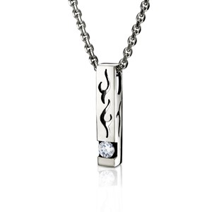 圖騰單鑽簍空造型 純銀 男款情侶紀念項鍊/對鍊